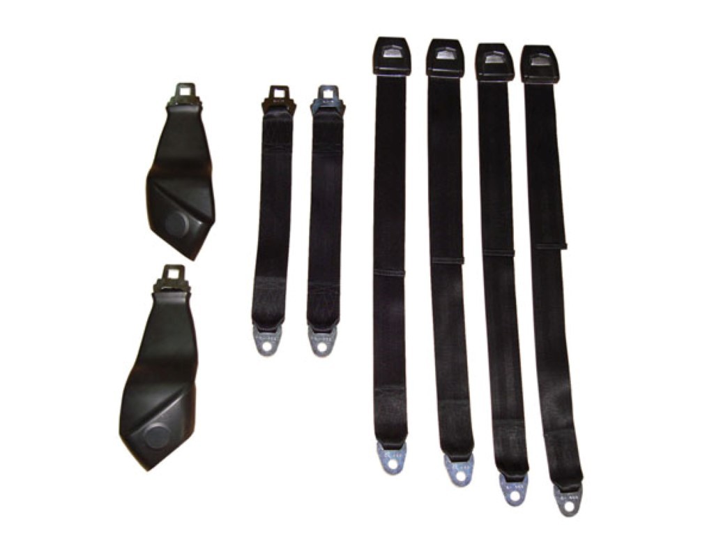 71 E BODY CONVERTIBLE BLACK BUCKET SEAT BELT SET