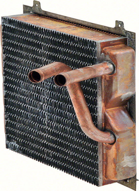 68-69 B BODY COPPER/BRASS HEATER CORE WITHOUT AC 7 3/4"X7 3/4"X2", 5/8" INLET/OUTLET