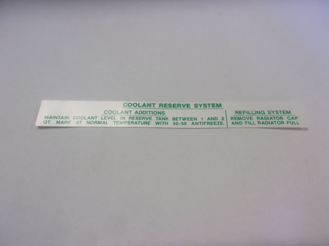 1975-76 COOLANT RESERVE SYSTEM DECAL