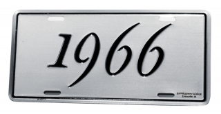 SILVER/BLACK 1966 LICENSE PLATE