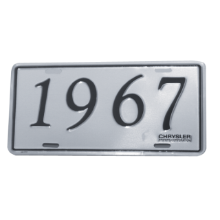 SILVER/BLACK 1967 LICENSE PLATE