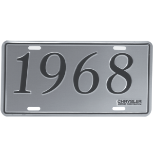 SILVER/BLACK 1968 LICENSE PLATE