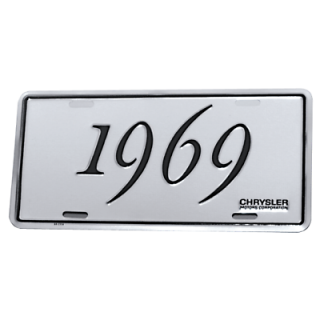 SILVER/BLACK 1969 LICENSE PLATE