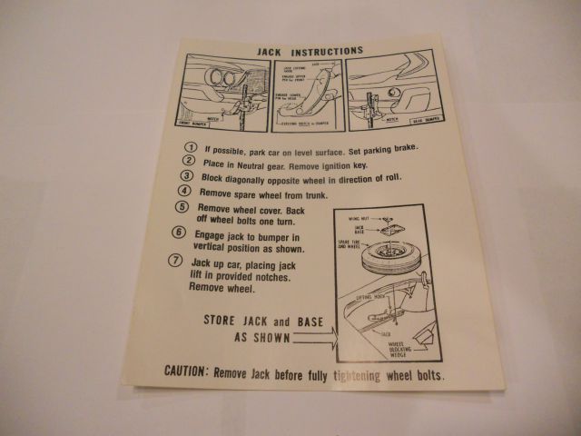 1960 CHRYSLER JACK INSTRUCTIONS