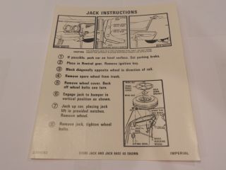 1962 IMPERIAL JACK INSTRUCTIONS