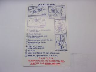 1970 B BODY (EXCEPT CHARGER) JACK INSTRUCTIONS