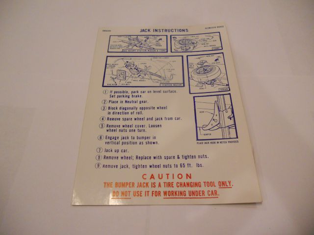 1968 PLYMOUTH/DODGE JACK INSTRUCTIONS