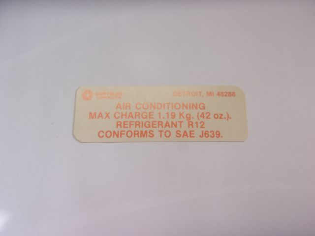 1968-75 AIR CONDITIONER CHARGE DECAL