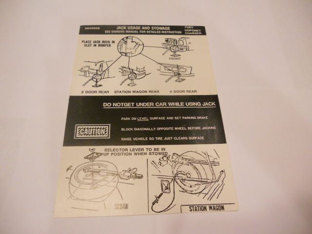 1975-76 FURY/CORONET JACK INSTRUCTIONS