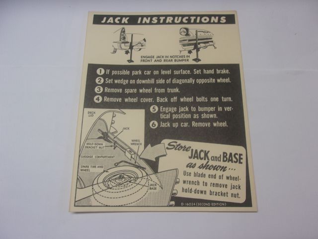 1957 DESOTO JACK INSTRUCTIONS