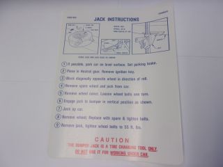 1969 CHARGER JACK INSTRUCTIONS