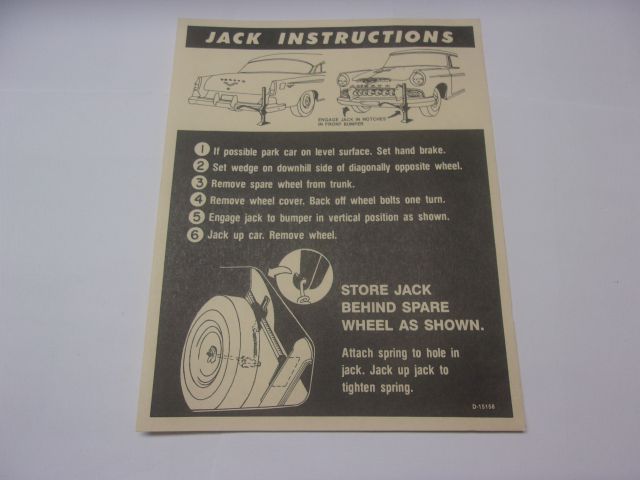 1955 DESOTO JACK INSTRUCTIONS