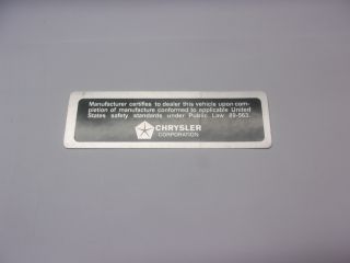 1968 DOOR POST SAFETY ACT DECAL